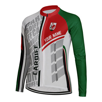 Personalized Cardiff Women's Winter Thermal Fleece Cycling Jersey Long Sleeve