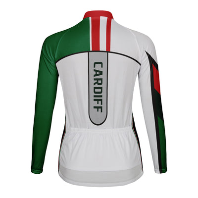 Personalized Cardiff Women's Winter Thermal Fleece Cycling Jersey Long Sleeve