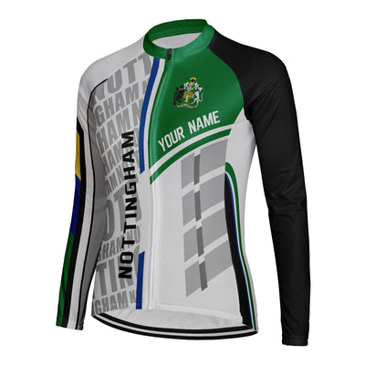 Personalized Nottingham Women's Winter Thermal Fleece Cycling Jersey Long Sleeve
