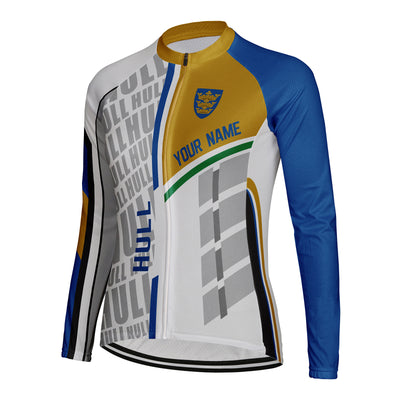 Personalized Hull Women's Winter Thermal Fleece Cycling Jersey Long Sleeve