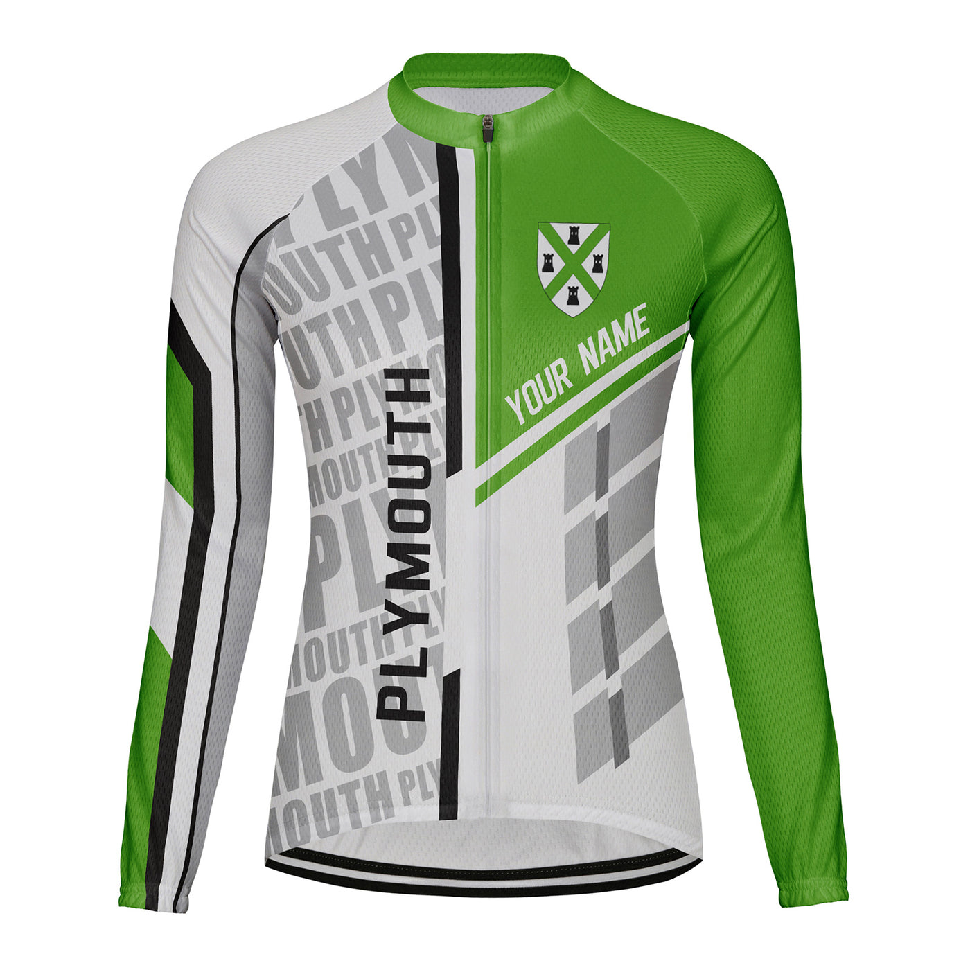Personalized Plymouth Women's Winter Thermal Fleece Cycling Jersey Long Sleeve