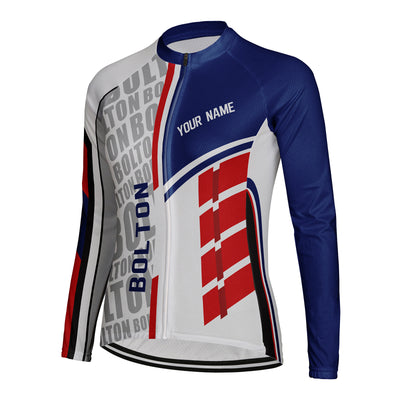 Personalized Bolton Women's Winter Thermal Fleece Cycling Jersey Long Sleeve
