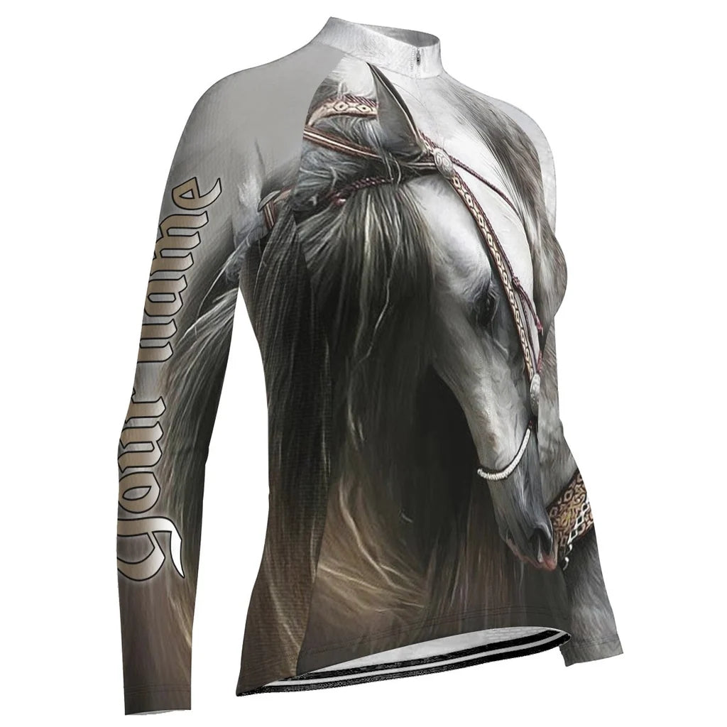 Customized Horse Women's Cycling Jersey Long Sleeve