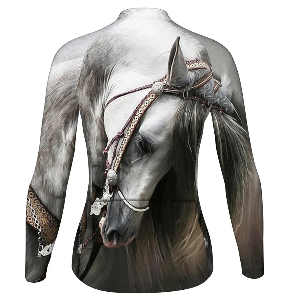 Customized Horse Women's Cycling Jersey Long Sleeve