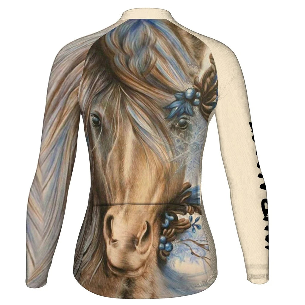 Customized Horse Women's Cycling Jersey Long Sleeve