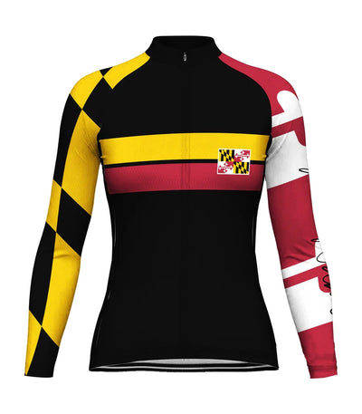 Personalize Maryland Women's Winter Thermal Fleece Cycling Jersey Long Sleeve