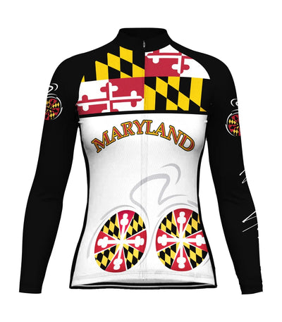 Personalize Maryland Women's Winter Thermal Fleece Cycling Jersey Long Sleeve
