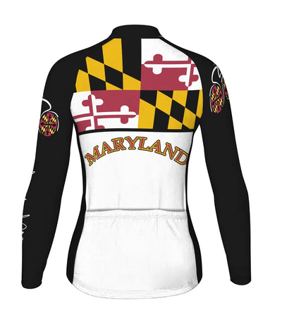 Personalize Maryland Women's Winter Thermal Fleece Cycling Jersey Long Sleeve