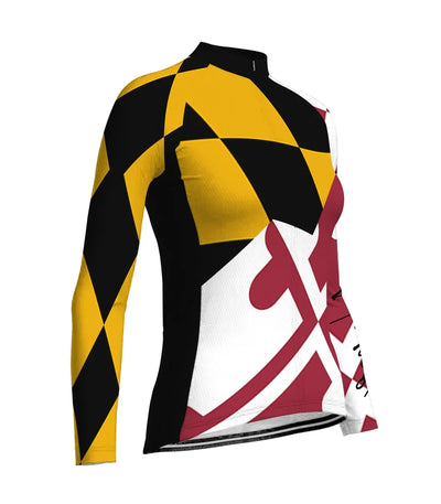 Personalize Maryland Women's Winter Thermal Fleece Cycling Jersey Long Sleeve