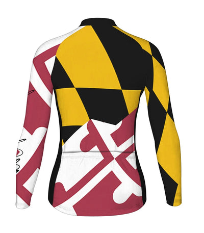 Personalize Maryland Women's Winter Thermal Fleece Cycling Jersey Long Sleeve