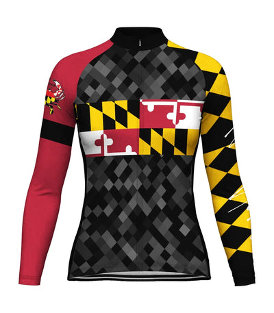 Personalize Maryland Women's Winter Thermal Fleece Cycling Jersey Long Sleeve