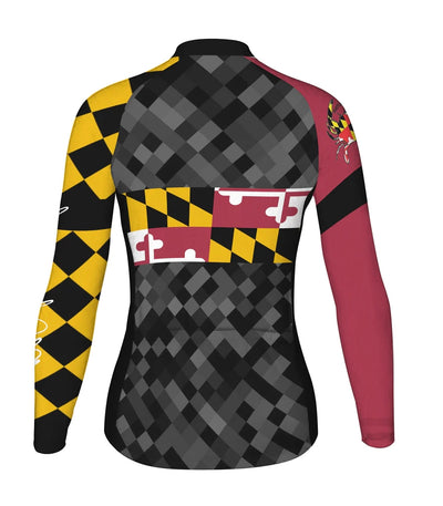 Personalize Maryland Women's Winter Thermal Fleece Cycling Jersey Long Sleeve