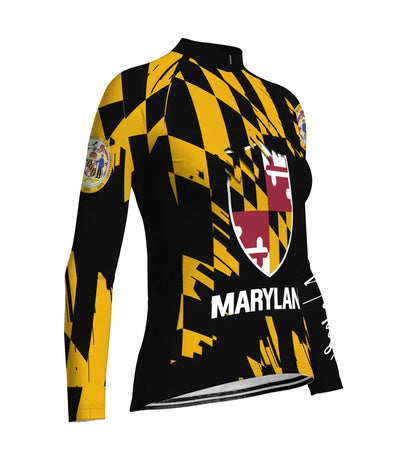 Personalize Maryland Women's Winter Thermal Fleece Cycling Jersey Long Sleeve