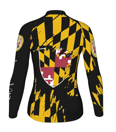 Personalize Maryland Women's Winter Thermal Fleece Cycling Jersey Long Sleeve
