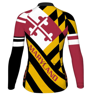 Personalize Maryland Women's Winter Thermal Fleece Cycling Jersey Long Sleeve