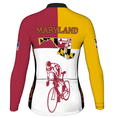 Personalize Maryland Women's Winter Thermal Fleece Cycling Jersey Long Sleeve