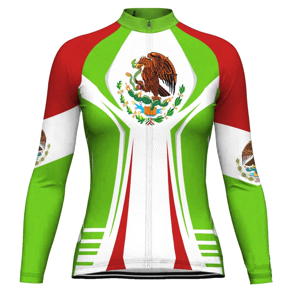 Custom Mexico Women's Winter Thermal Fleece Cycling Jersey Long Sleeve