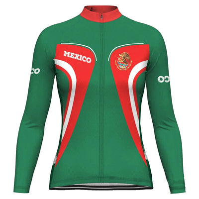 Custom Mexico Women's Winter Thermal Fleece Cycling Jersey Long Sleeve