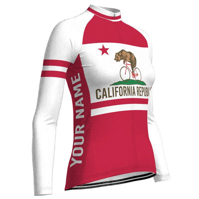 Custom California Women's Winter Thermal Fleece Cycling Jersey Long Sleeve