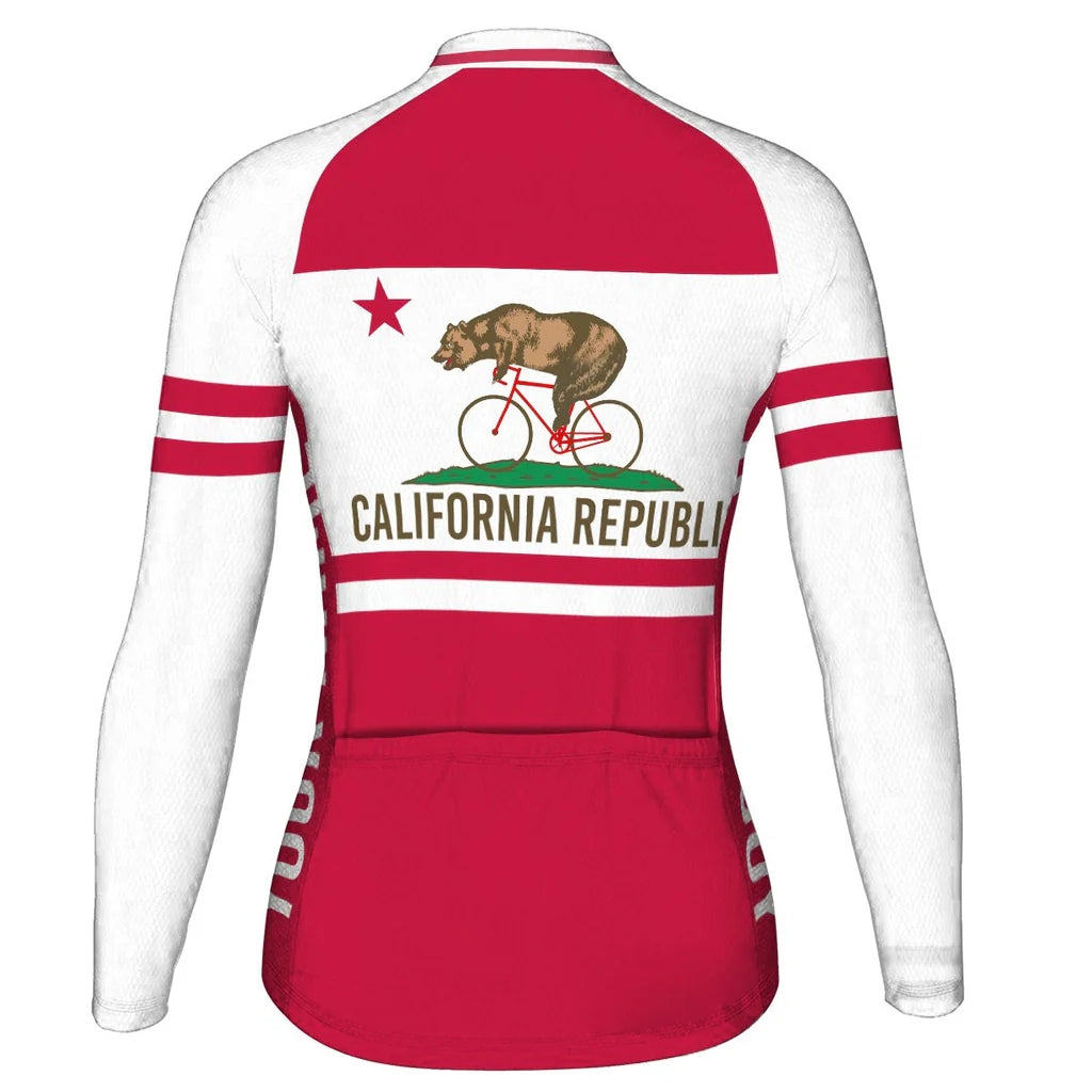 Custom California Women's Winter Thermal Fleece Cycling Jersey Long Sleeve