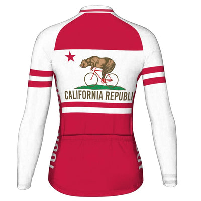 Custom California Women's Winter Thermal Fleece Cycling Jersey Long Sleeve