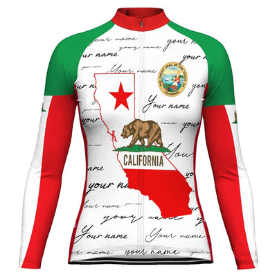 Custom California Women's Winter Thermal Fleece Cycling Jersey Long Sleeve