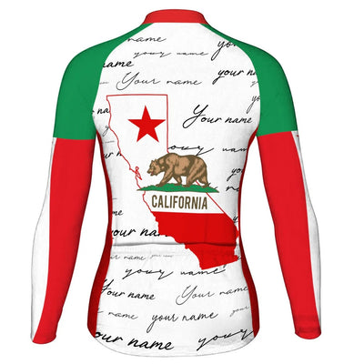 Custom California Women's Winter Thermal Fleece Cycling Jersey Long Sleeve