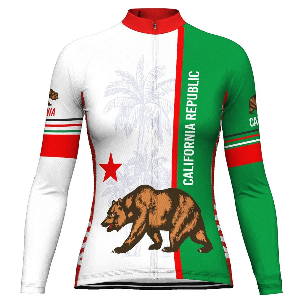 Custom California Women's Winter Thermal Fleece Cycling Jersey Long Sleeve