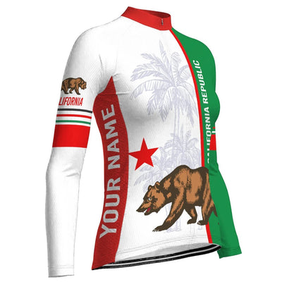 Custom California Women's Winter Thermal Fleece Cycling Jersey Long Sleeve