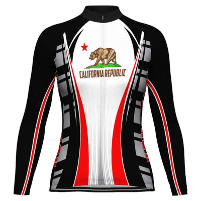 Custom California Women's Winter Thermal Fleece Cycling Jersey Long Sleeve
