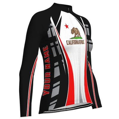 Custom California Women's Winter Thermal Fleece Cycling Jersey Long Sleeve