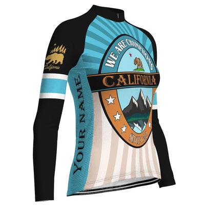 Custom California Women's Winter Thermal Fleece Cycling Jersey Long Sleeve
