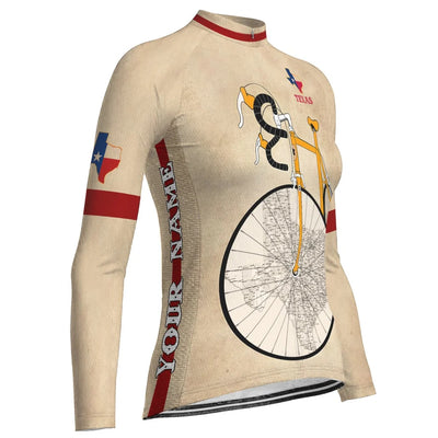 Personalize Texas Women's Cycling Jersey Long Sleeve