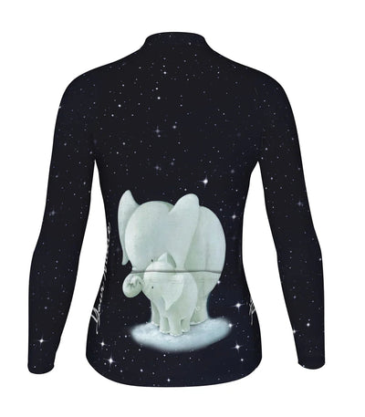 Personalize Elephant Women's Winter Thermal Fleece Cycling Jersey Long Sleeve