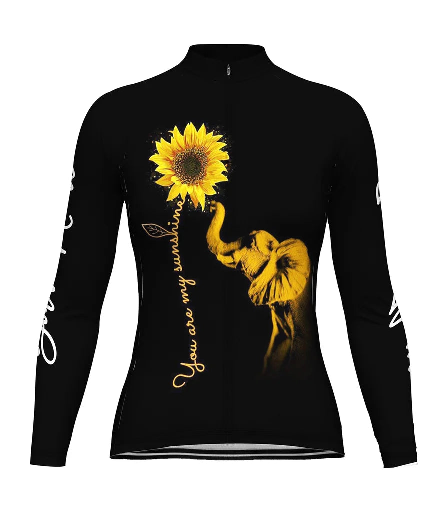 Personalize Elephant Women's Winter Thermal Fleece Cycling Jersey Long Sleeve
