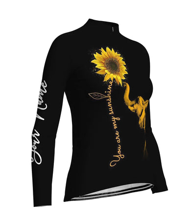 Personalize Elephant Women's Winter Thermal Fleece Cycling Jersey Long Sleeve