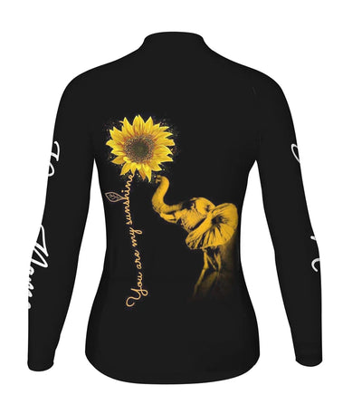 Personalize Elephant Women's Winter Thermal Fleece Cycling Jersey Long Sleeve