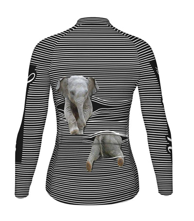 Personalize Elephant Women's Winter Thermal Fleece Cycling Jersey Long Sleeve