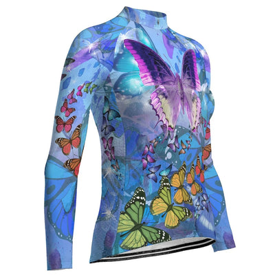 Personalize Butterfly Women's Winter Thermal Fleece Cycling Jersey Long Sleeve