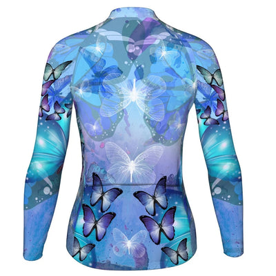 Personalize Butterfly Women's Winter Thermal Fleece Cycling Jersey Long Sleeve