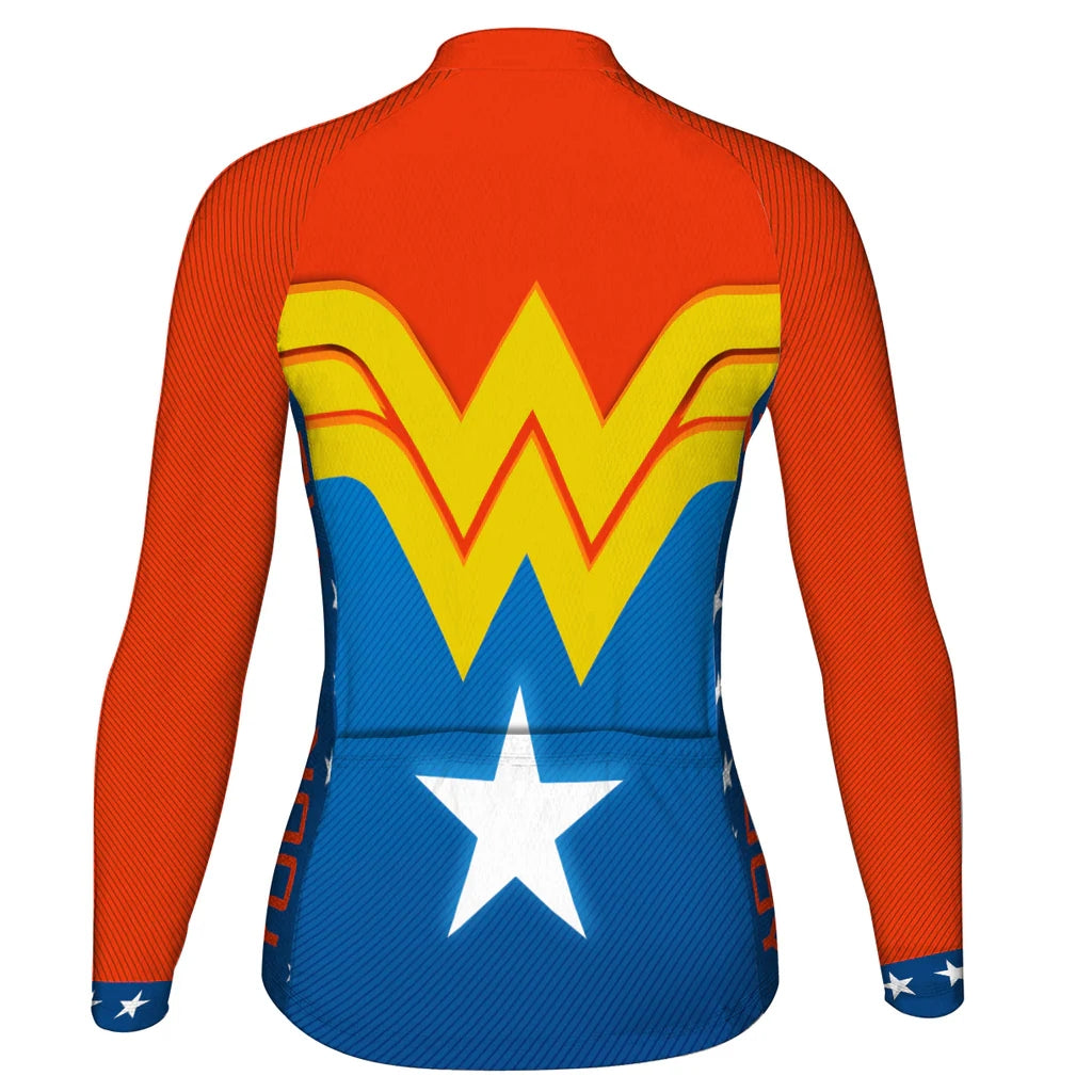 Personalize Wonder Women's Winter Thermal Fleece Cycling Jersey Long Sleeve