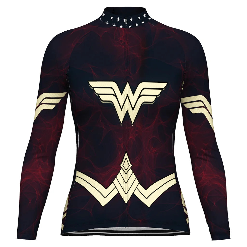 Personalize Wonder Women's Winter Thermal Fleece Cycling Jersey Long Sleeve