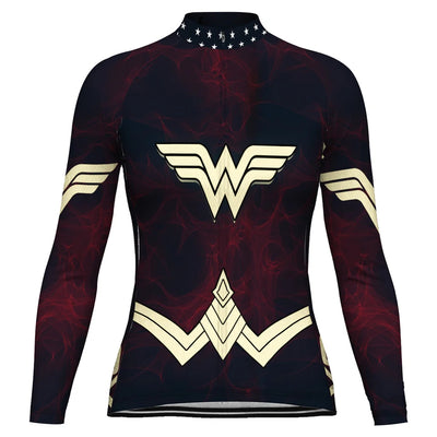 Personalize Wonder Women's Winter Thermal Fleece Cycling Jersey Long Sleeve