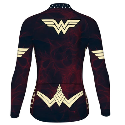 Personalize Wonder Women's Winter Thermal Fleece Cycling Jersey Long Sleeve