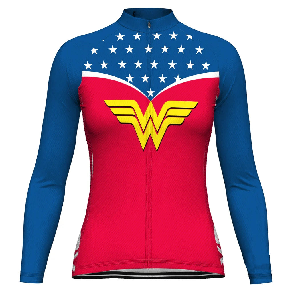 Personalize Wonder Women's Winter Thermal Fleece Cycling Jersey Long Sleeve