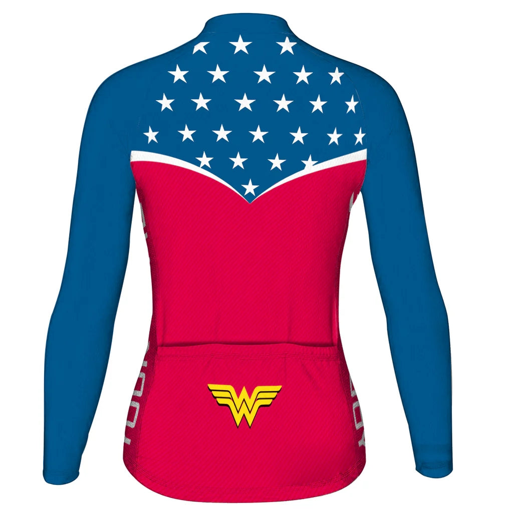 Personalize Wonder Women's Winter Thermal Fleece Cycling Jersey Long Sleeve