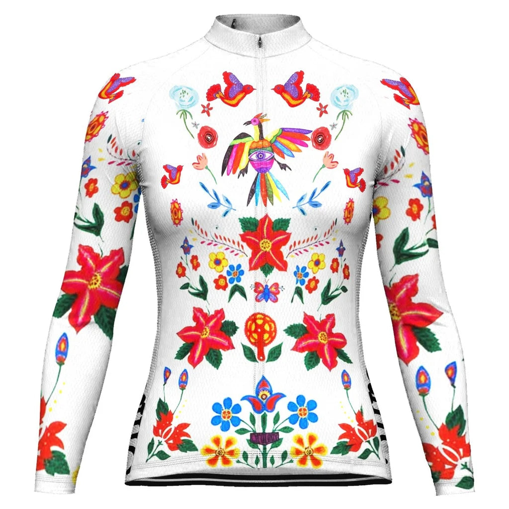Personalize Colorful Women's Winter Thermal Fleece Cycling Jersey Long Sleeve