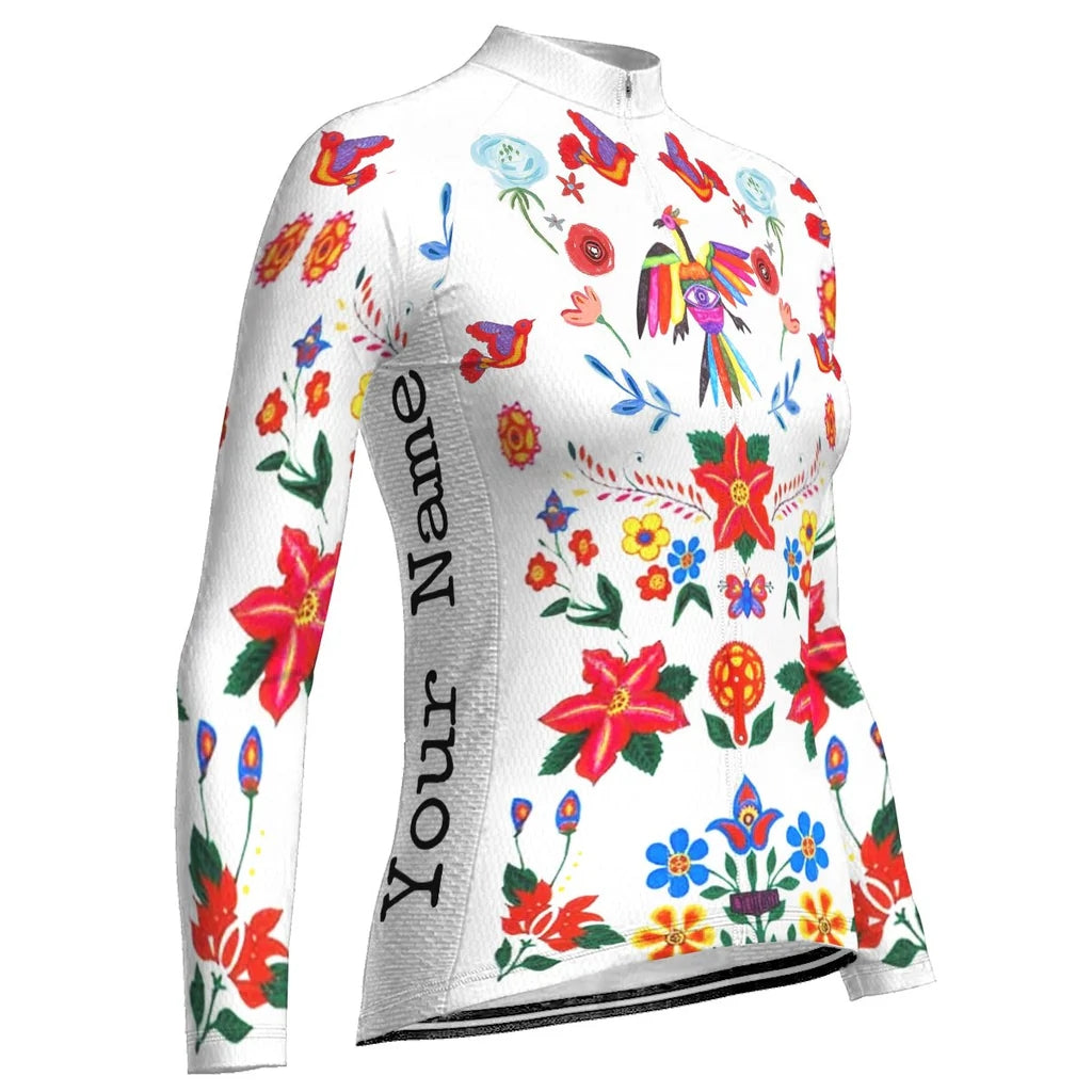 Personalize Colorful Women's Winter Thermal Fleece Cycling Jersey Long Sleeve