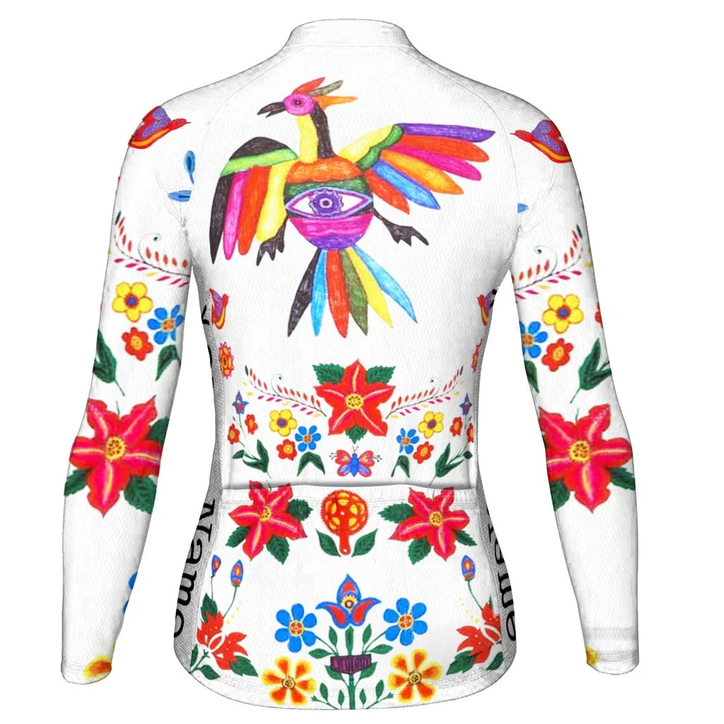 Personalize Colorful Women's Winter Thermal Fleece Cycling Jersey Long Sleeve