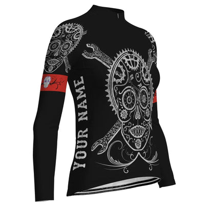 Personalize Colorful Women's Winter Thermal Fleece Cycling Jersey Long Sleeve